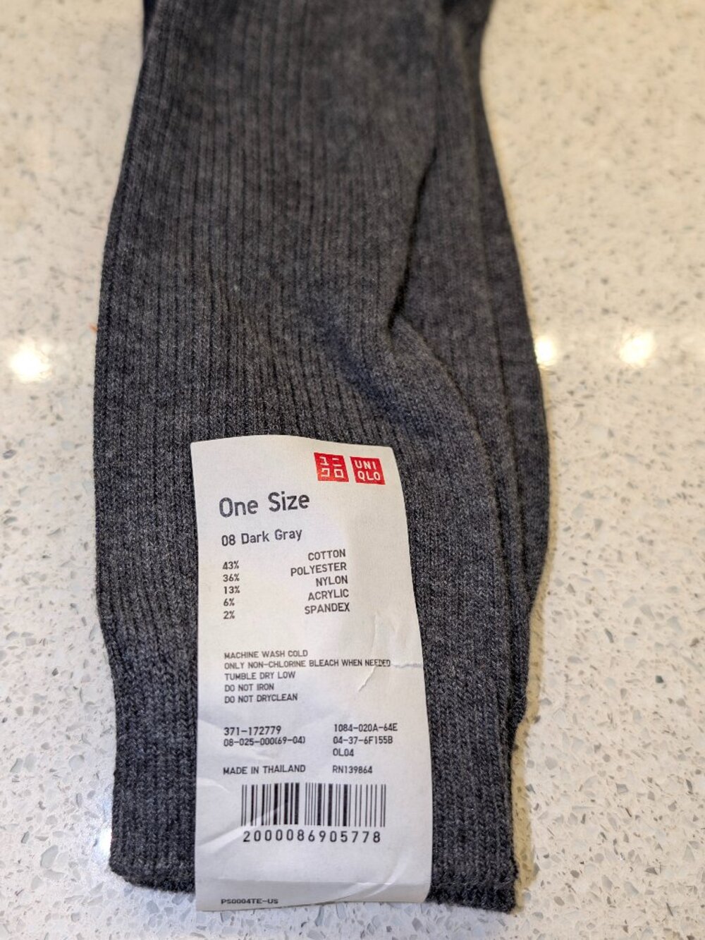 NEW w/Tags-Men's One Size Grey Cotton Blend Socks